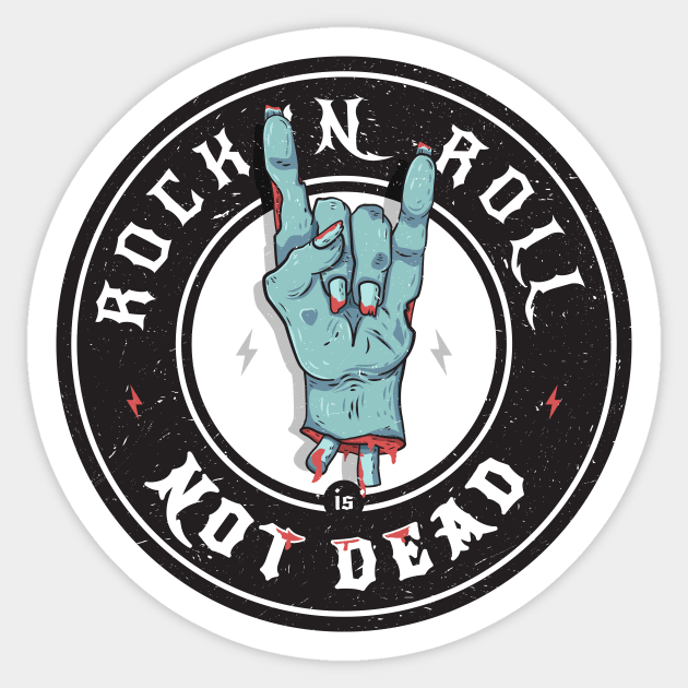 Rock  Roll is Not Dead Sticker by andrewcreative